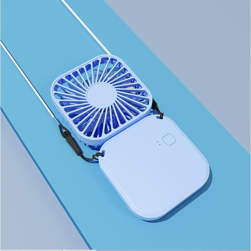 (Cable+Lanyard) Portable Mini Fan /USB Rechargeable Adjustable Hand Fan