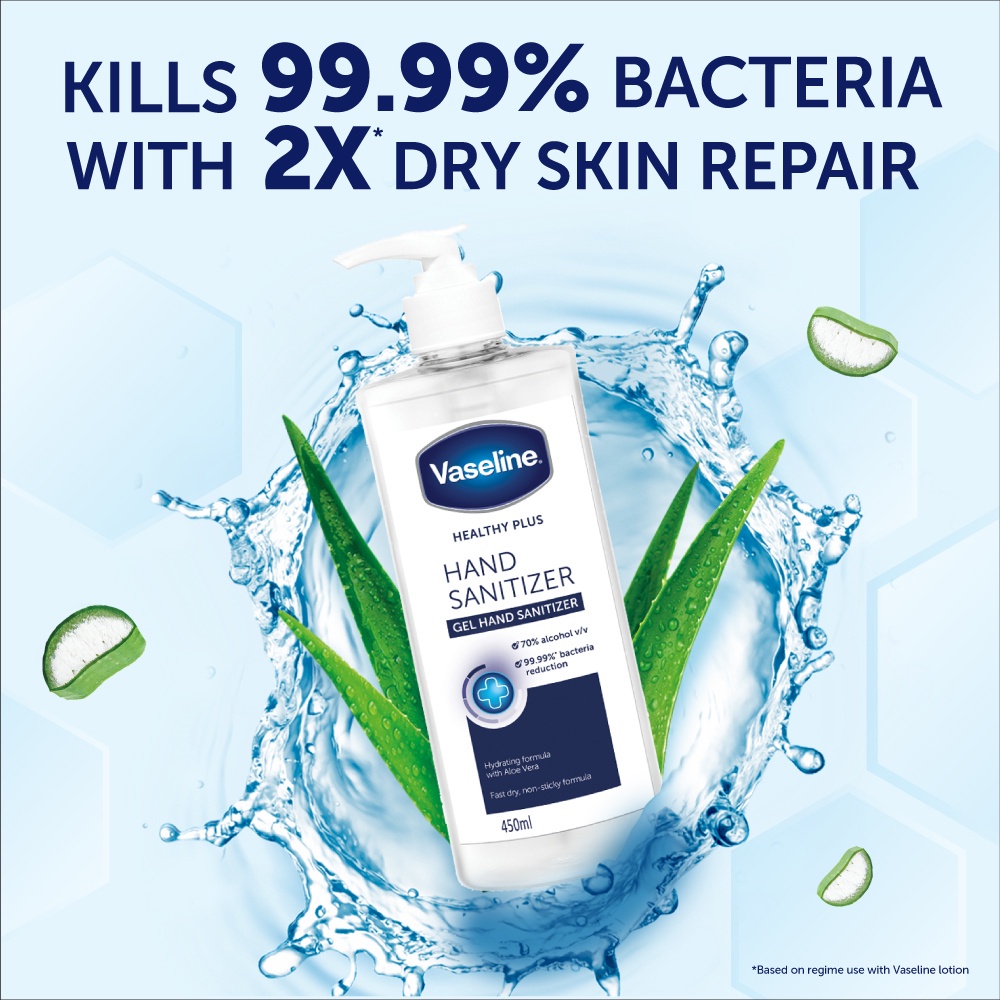 Vaseline Hand Sanitizer Healthy Plus 450ml Gel Kill Bacterial Shopee Malaysia