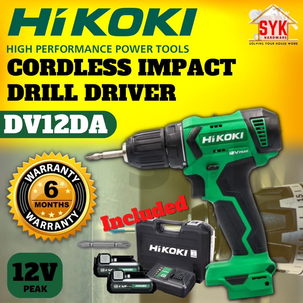 SYK Hikoki Hitachi DV12DA Cordless Impact Driver Drill (Solo Full Set ...