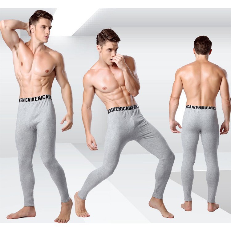Men's Thin Thermal Underwear Bottoms, Single Piece Warm Pants