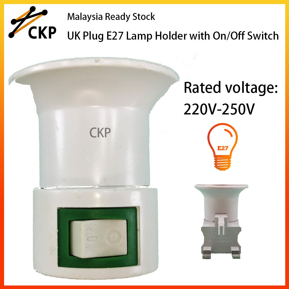 UK Plug E27 Lamp Base Wall Screw Light Bulb Night Light Holder Pemegang ...