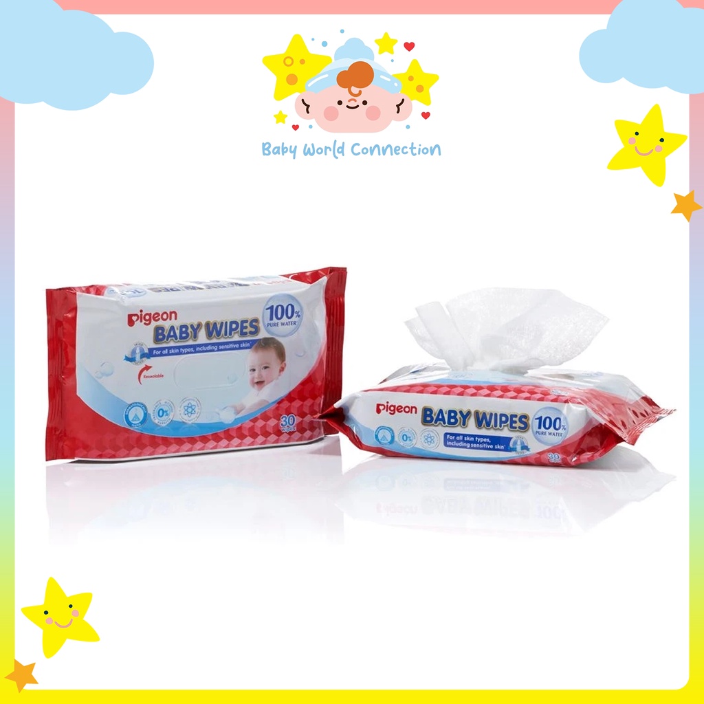 Pigeon Baby Wipes 100% Pure Water Wet Tissue (80wipes x 3packs ...