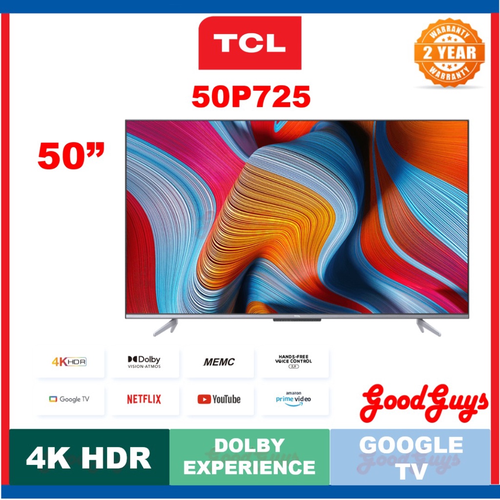 TCL 50P725 50'' 4K UHD Android Smart Ai TV Android 11 / MEMC / Dolby ...