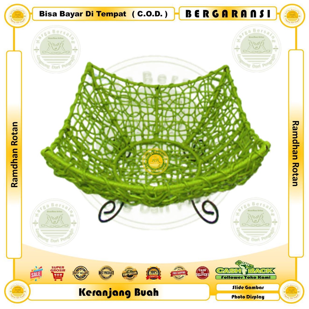 Synthetic Rattan Woven Iron Frame Fruit Basket / Rattan Ramdhan ...