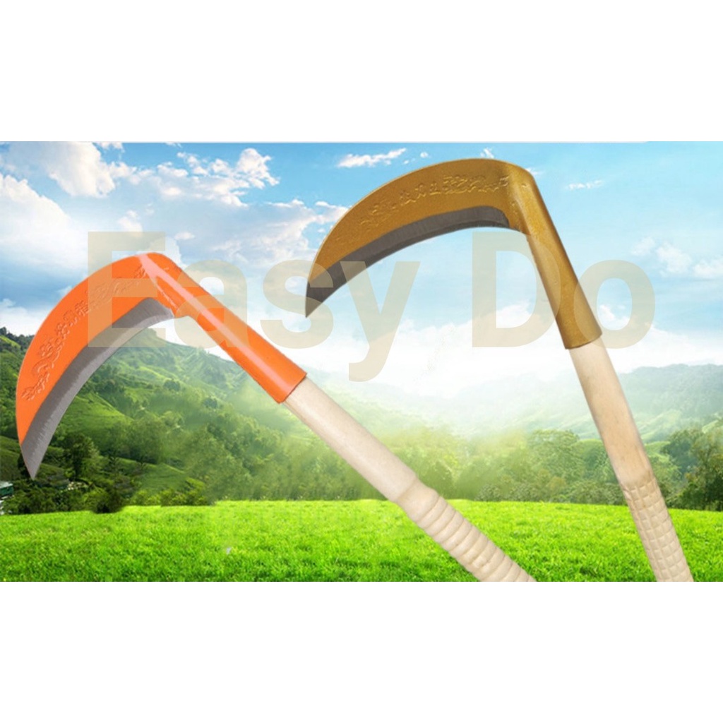 HIGH QUALITY Pisau Tebas Rumput Sabit Rumput With Wood Handle | Shopee ...
