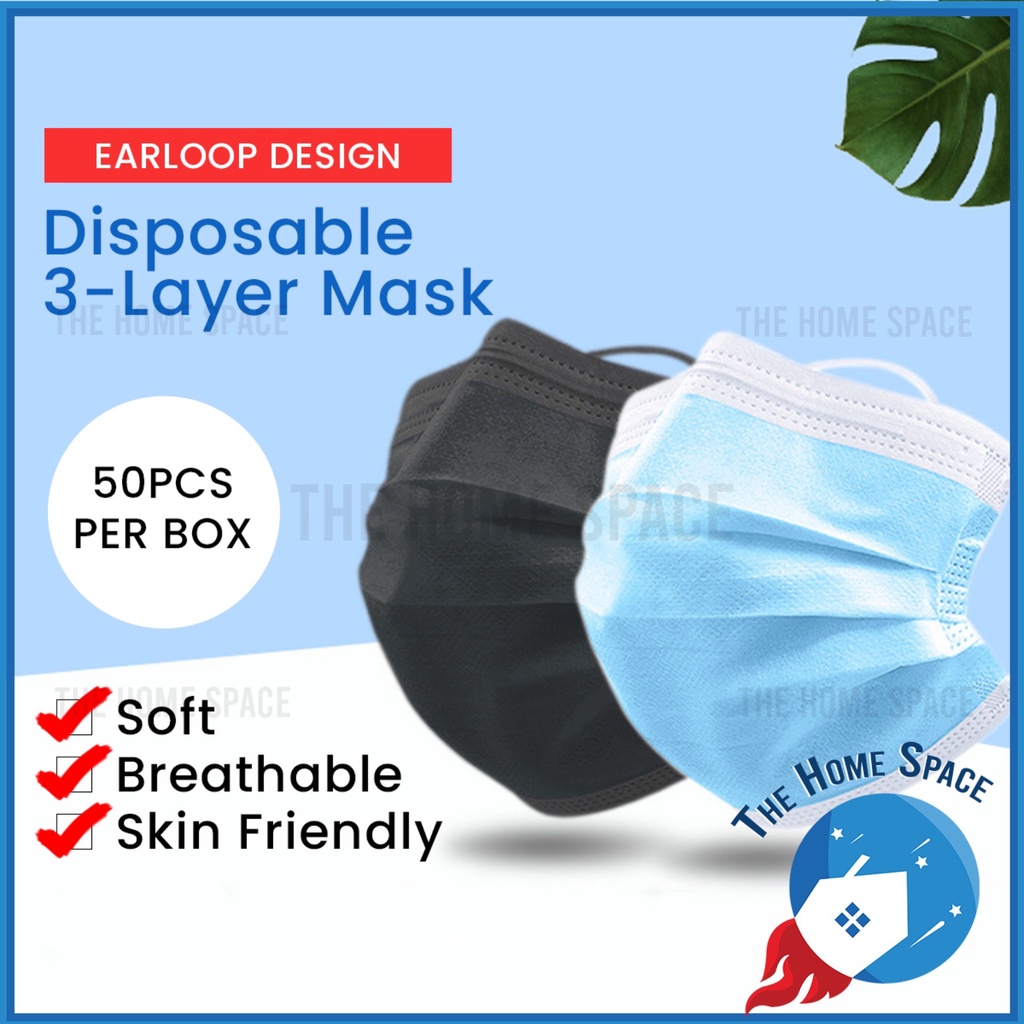 50 pcs 1 Box Face Mask Disposable Earloop 3ply Antidust Face Mask