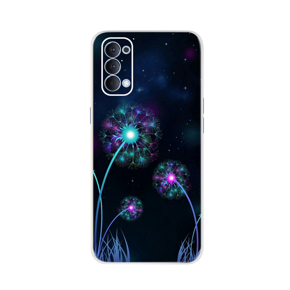 SEAHAI Cute Cat Design Case For OPPO Reno 4 5G - Ultra Thin Clear TPU Shockproof Cover With Colorful Graphic