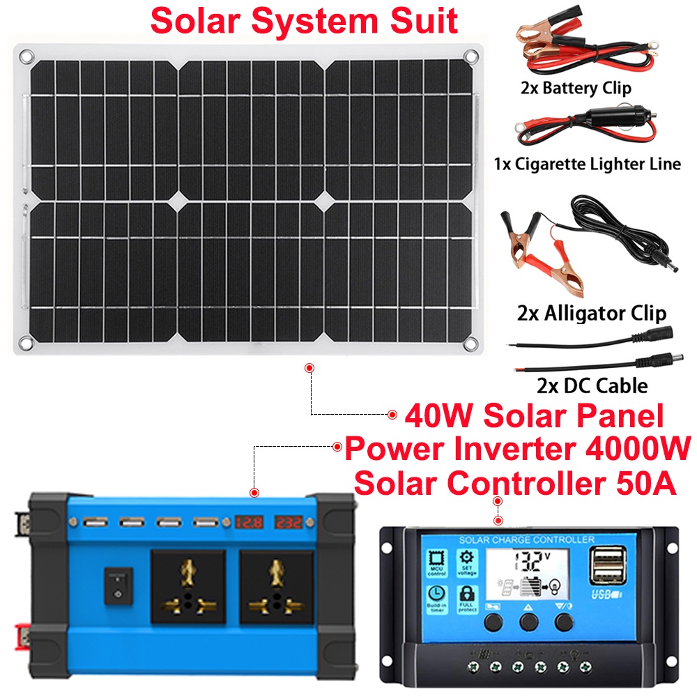 HAOSONG Solar system Set Set 4000W Power Inverter with Smart LCD ...