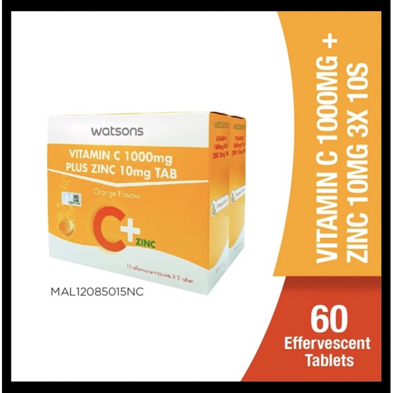 Watsons Vitamin C 1000mg Zinc 10mg 6x10s Shopee Malaysia 6102