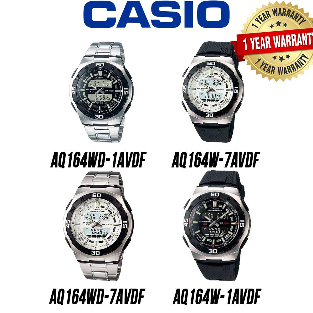 CASIO AQ164W SERIES ORIGINAL MEN WATCH WITH 1 YEAR WARRANTY