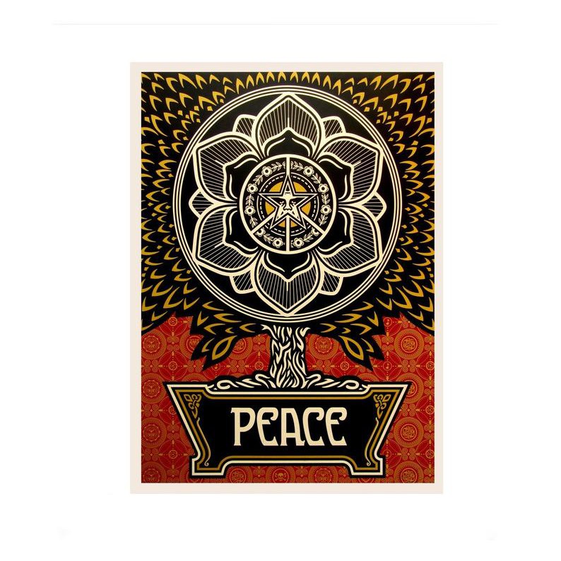 💥ready Stock💥obey Shepard Fairey Pop Art 'peace-tree' Obey Classic Wall 