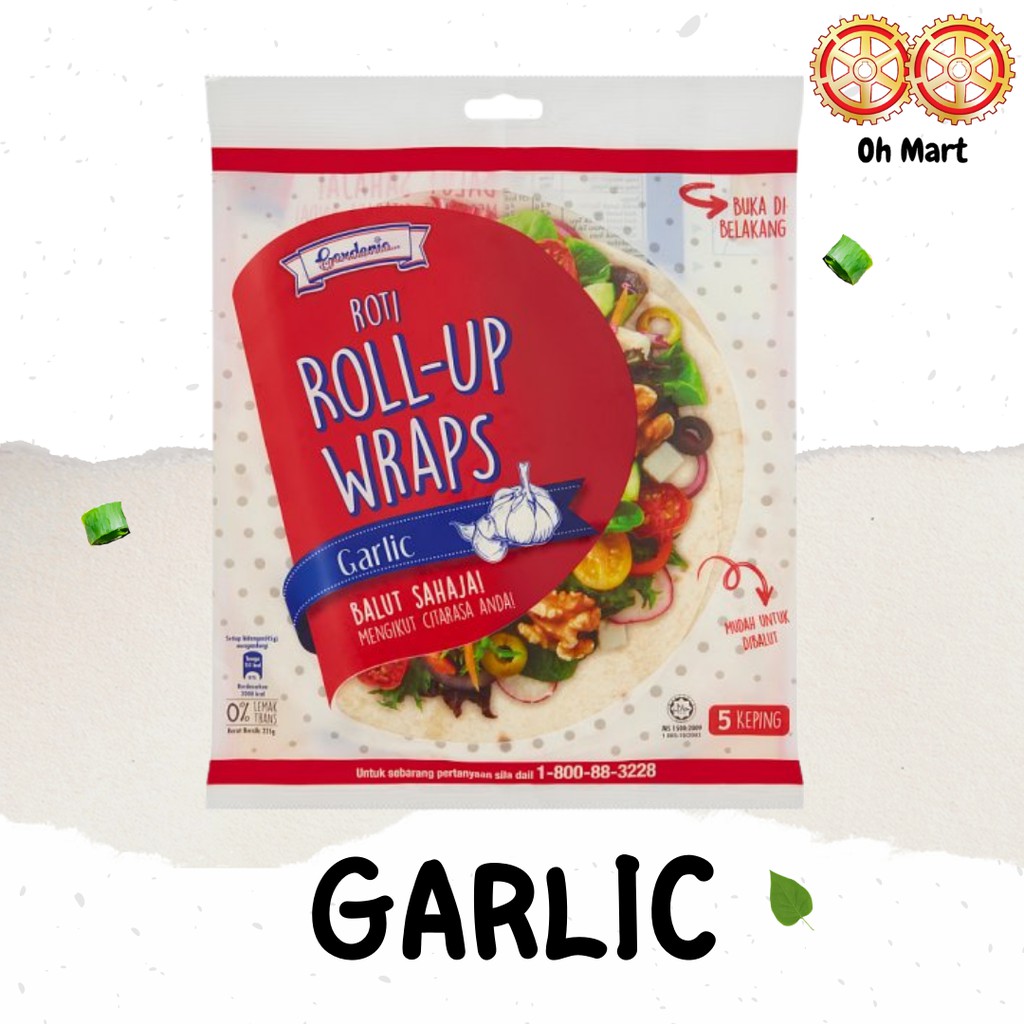 Gardenia Roti Roll Up Wraps Garlic Pieces G Classic Wholemeal