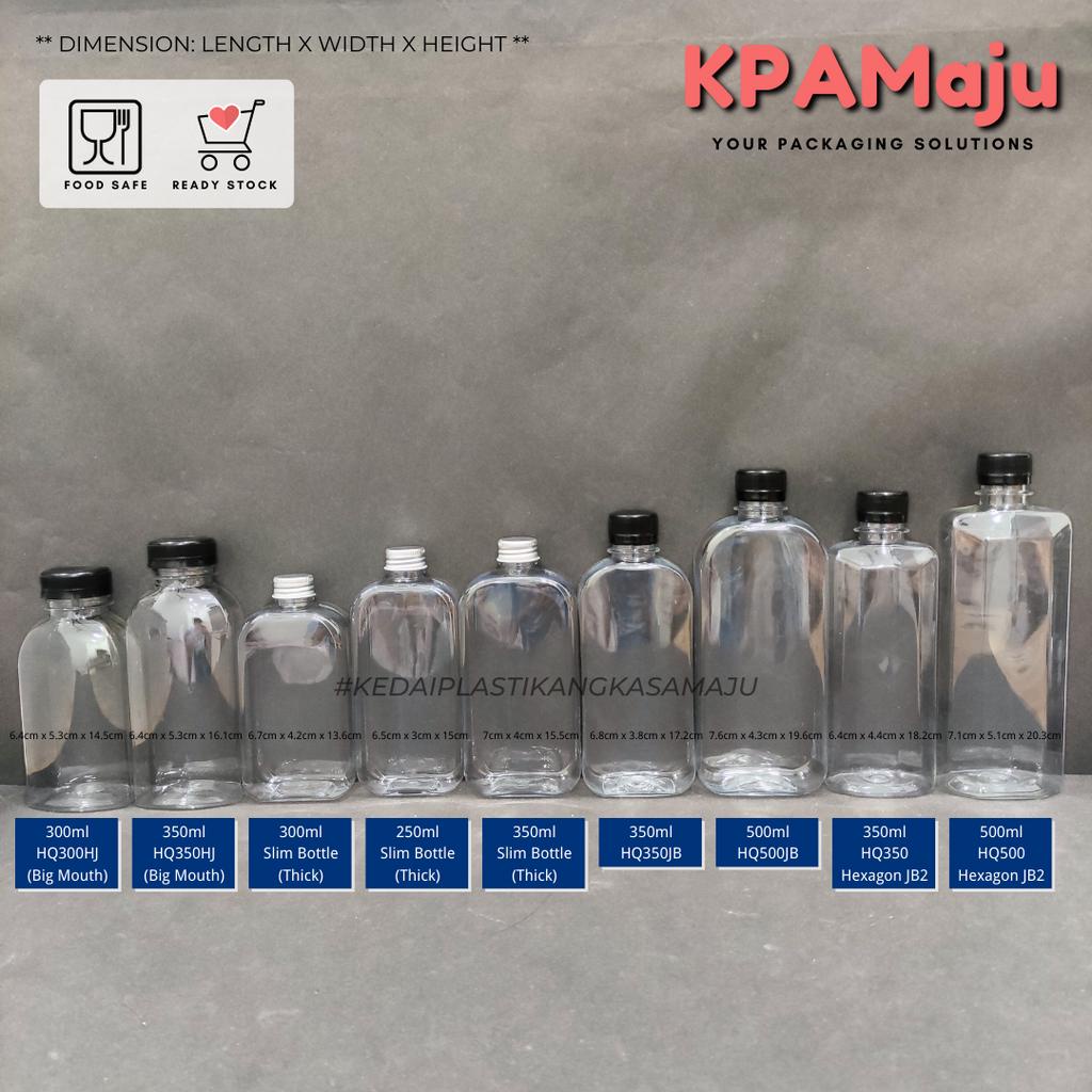 Botol Plastik (250ml, 300ml, 350ml, 500ml) - Slim Bottle, Flat Bottle ...