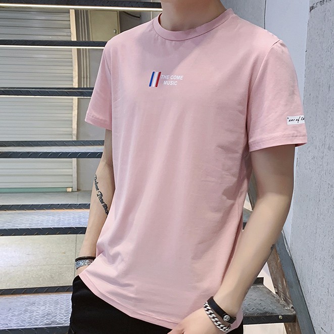 Pink t cheap shirt outfit mens