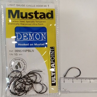 Mustad Light Gauge Circle Demon Fishing Hook (Ref: 39951NPBLN)