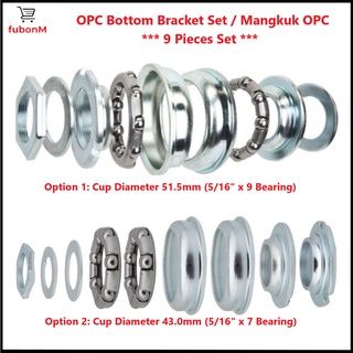 OPC Bottom Bracket Set, One Piece Crank BB Cup Set, Cup Size 43.0mm or  51.5mm / Mangkuk OPC - For BMX GT Kids Bike