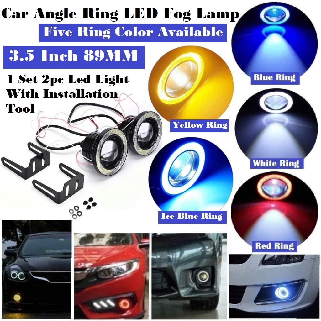 2Pc Car Sport Light Led Fog Lamp Eagle Eye Angle Halo Ring