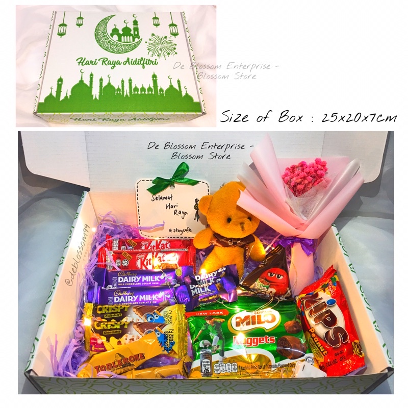 Raya Gift Box Selamat Hari Raya Chocolate Bear Mini Bouquet Birthday ...