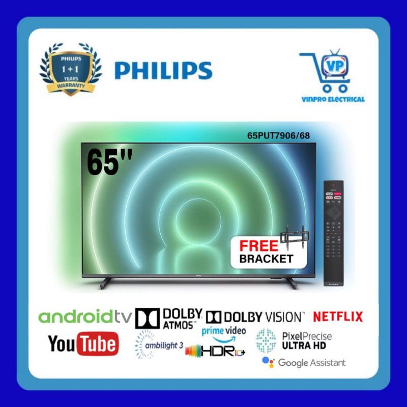 Philips 65PUT7906 4K UHD Android LED TV YOUTUBE Netflix Dolby Vision