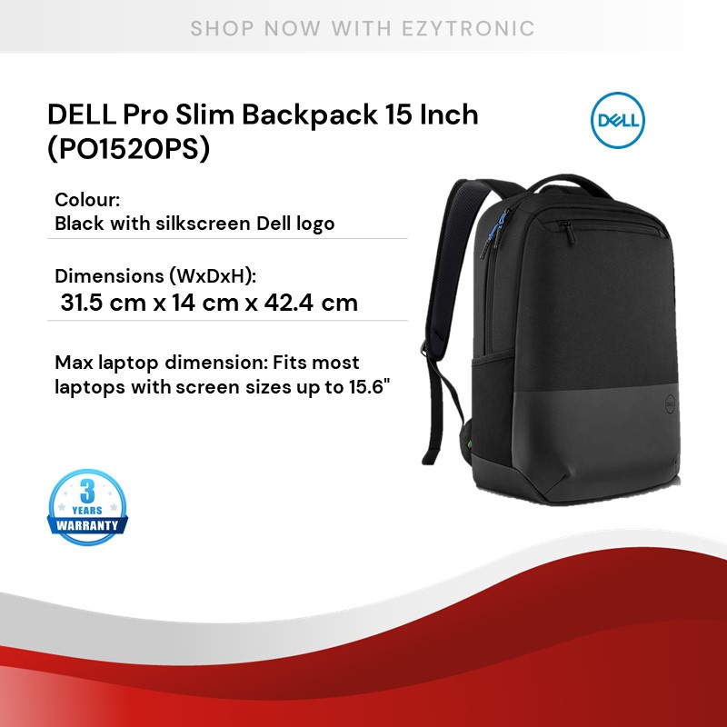 DELL PRO SLIM BACKPACK 15 INCH PO1520PS for student home