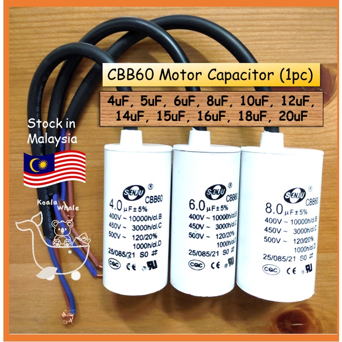 CBB60 Motor Capacitor Kapasitor Mesin Basuh 4uF 5uF 6uF 8uF 10uF 12uF ...