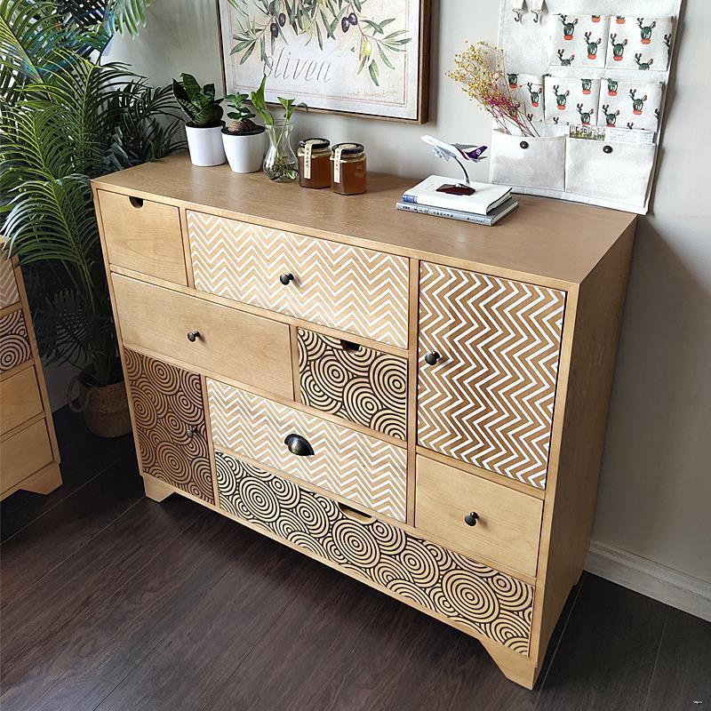 Nordic minimalist seven-drawer chest of drawers solid wood living room ...