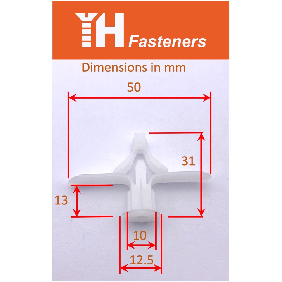 (100 pcs) Butterfly Plastic or Metal Spring Wall Plug for Hollow