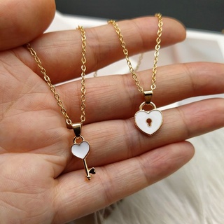 2023 New Trendy Heart Shape Key Lock Pendant Necklace Stainless