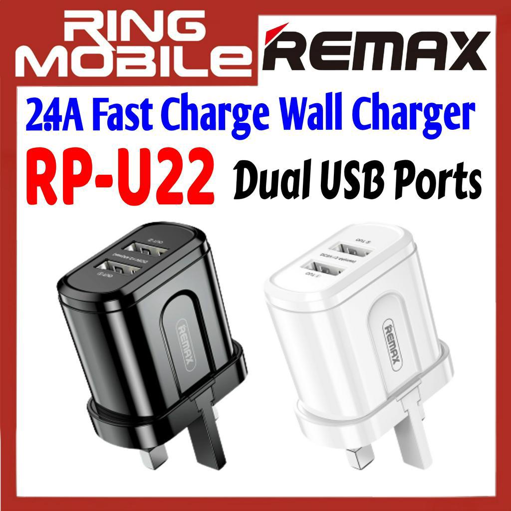 Remax RP-U22 Dual USB Ports 2.4A Fast Charge Travel Wall Charger (UK ...