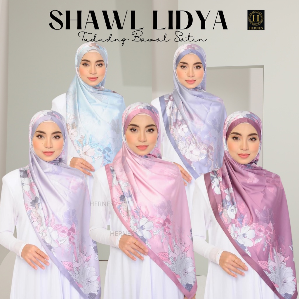 HERNES SHAWL LIDYA BUBBLE SATIN EXCLUSIVE KOREA PRINTED BIDANG BESAR ...