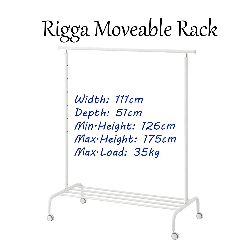 Ikea MULIG Clothes Bar Rak Baju Ikea RIGGA JALL Drying Rack Foldable Rack Adjustable Moveable Rack Indoor Outdoor Rack Shopee Malaysia