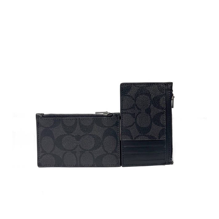 Coach ZIP CARD CASE SIGNATURE BLACK Shopee Malaysia