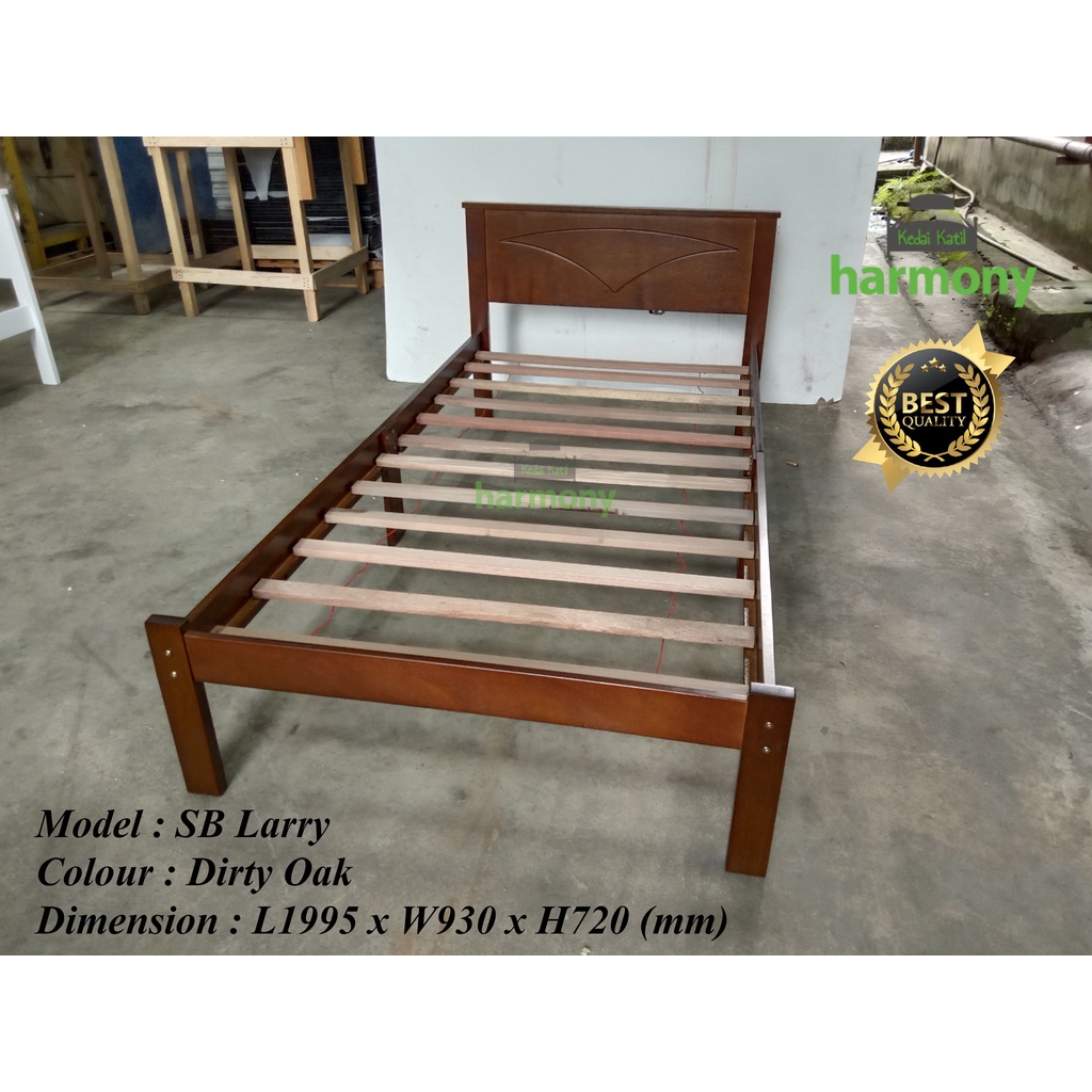Harmony Beekah Wooden Single Bed Frame / Solid Wood Single Bed / Katil