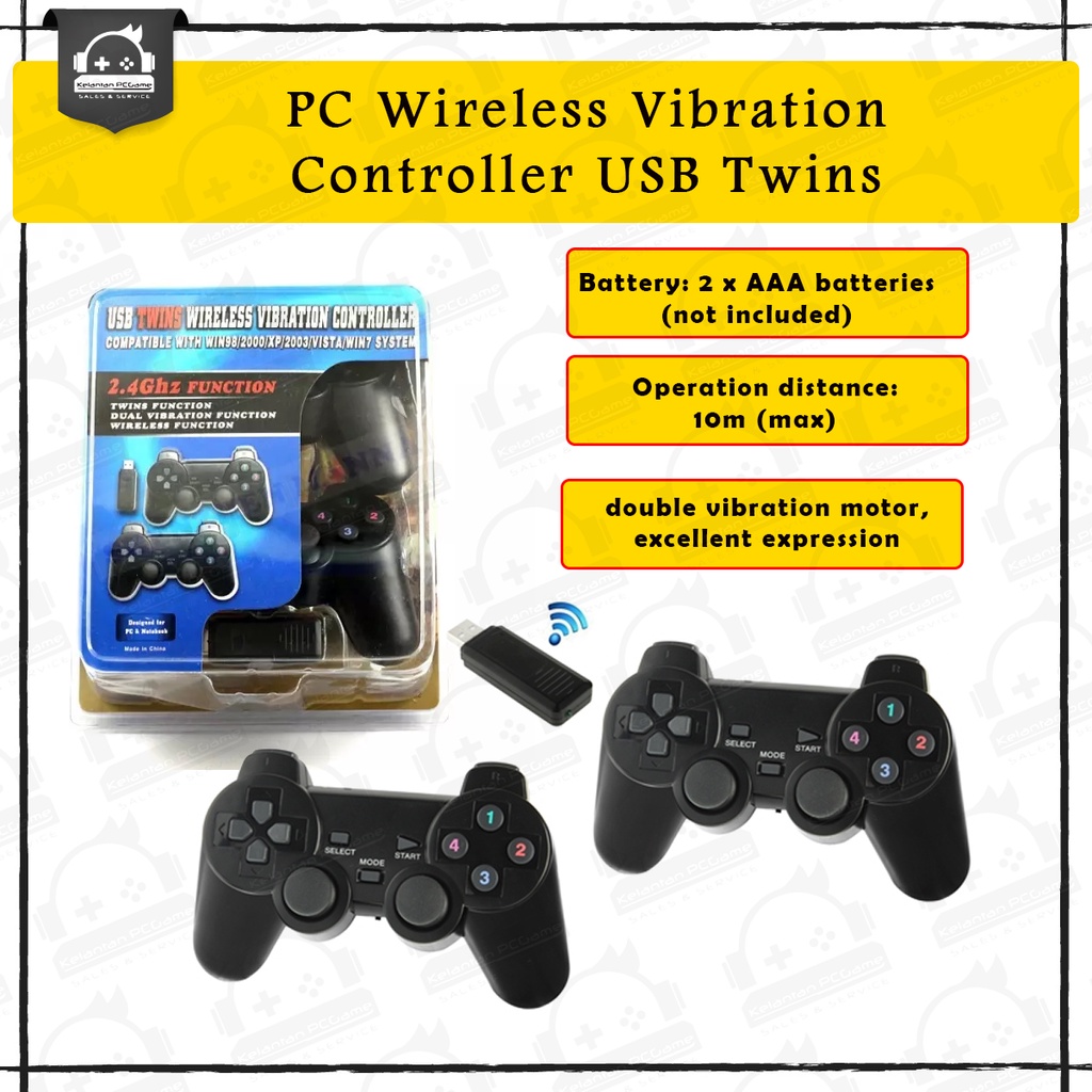 PC Wireless Vibration Controller USB Twins [READY STOCK]