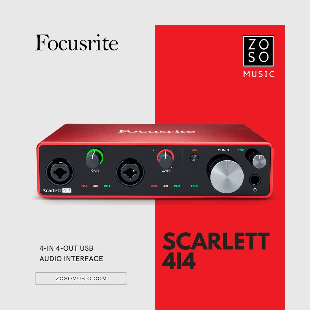 FOCUSRITE SCARLETT 4i4 3RD GEN USB RECORDING INTERFACE (FOCUSRITE/ 4I4 ...