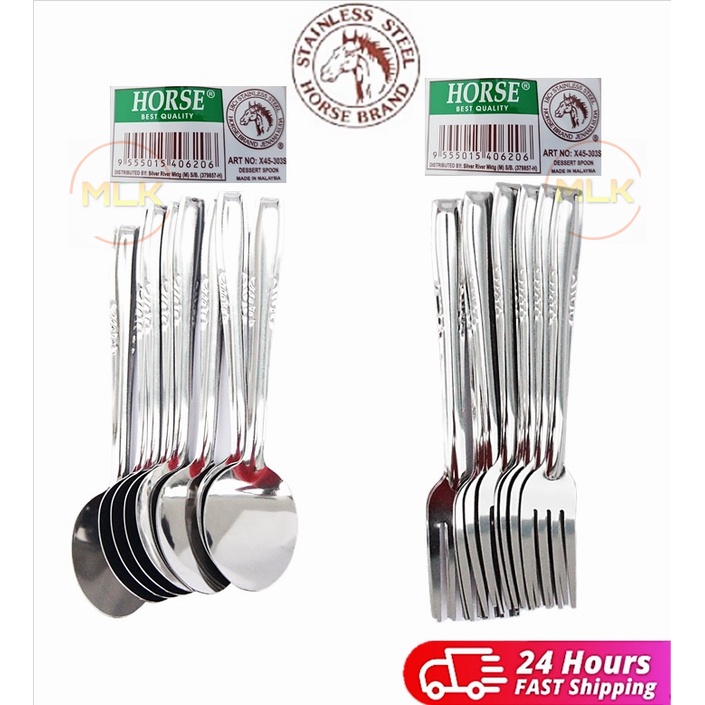 MLK Stainless Steel 12PCS Spoon & Fork Horse Brand Garpu Sudu Makan ...