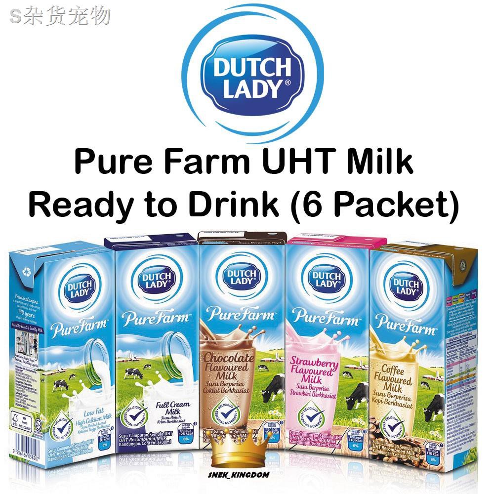 Dutch Lady 200ML x 6 Pkts Pure Farm UHT Milk ( Chocolate / Strawberry