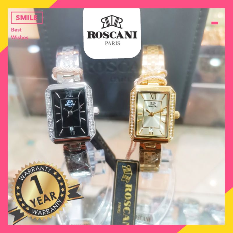 Roscani Ladies Watch Square Analog Gemstone Jam Roscani Perempuan ...