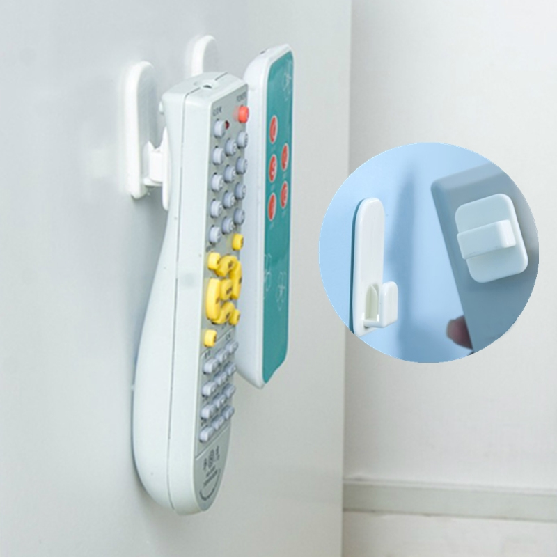 4Pcs/Set Sticky Hook Plastic Adhesive Tape Hanger Remote Control Holder ...