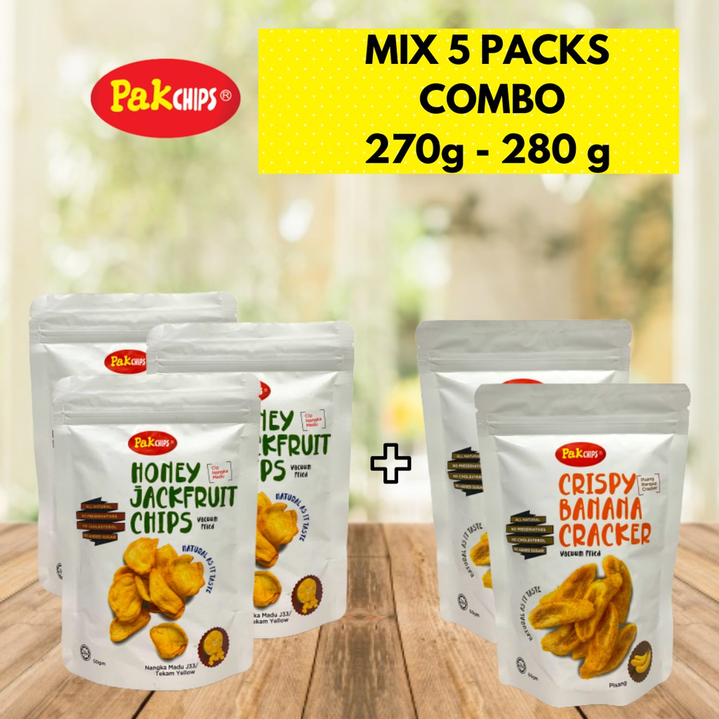 Pakchips Giftbox 5 Packs Honey Jackfruit Chips & Crispy Banana Cracker ...