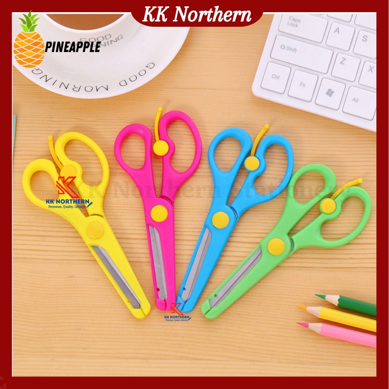 Pineapple Safe Spring Handle Scissors for Kids Plastic Scissors ...