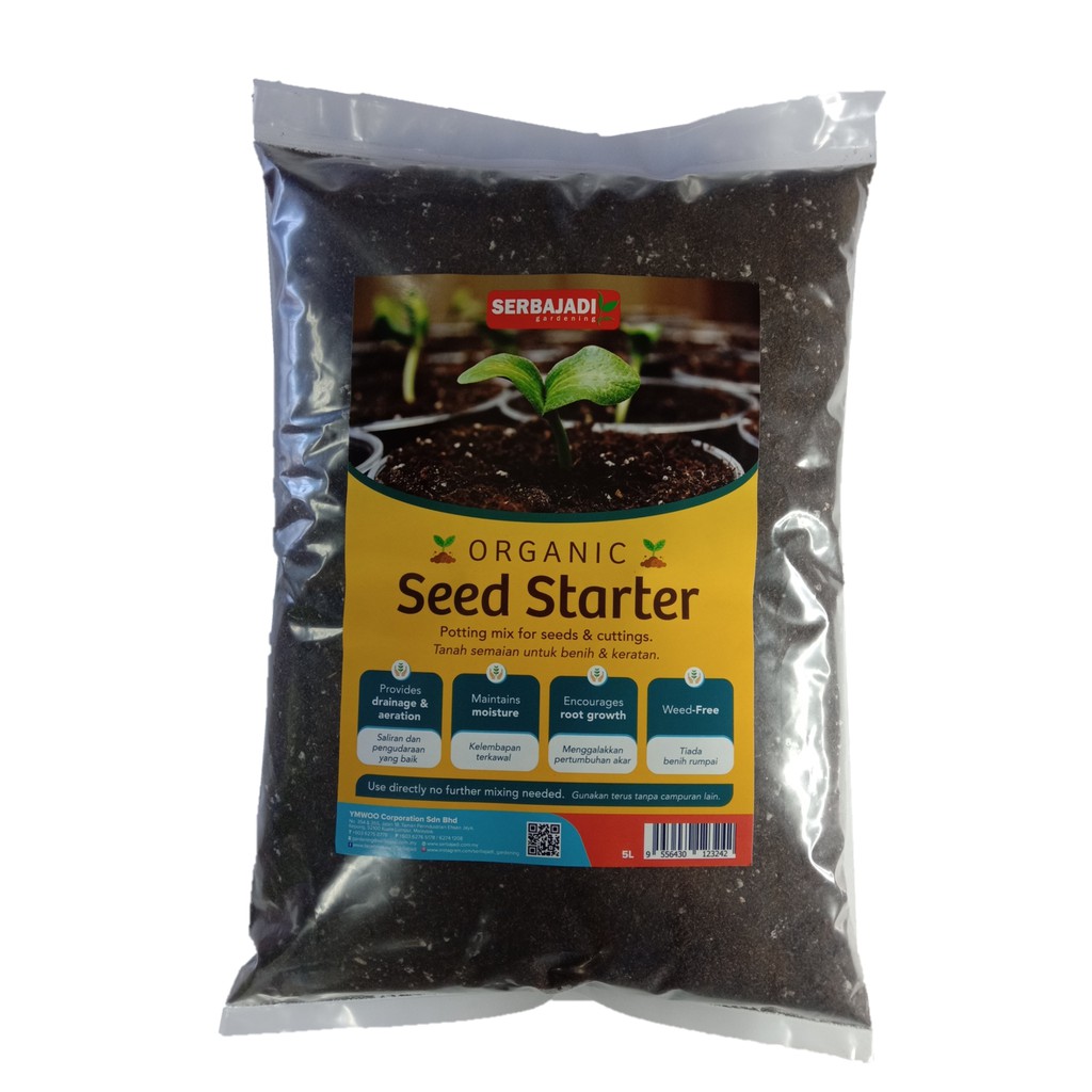 Serbajadi Organic Seed Starter Seedling Soil Mix 5L Perfect for
