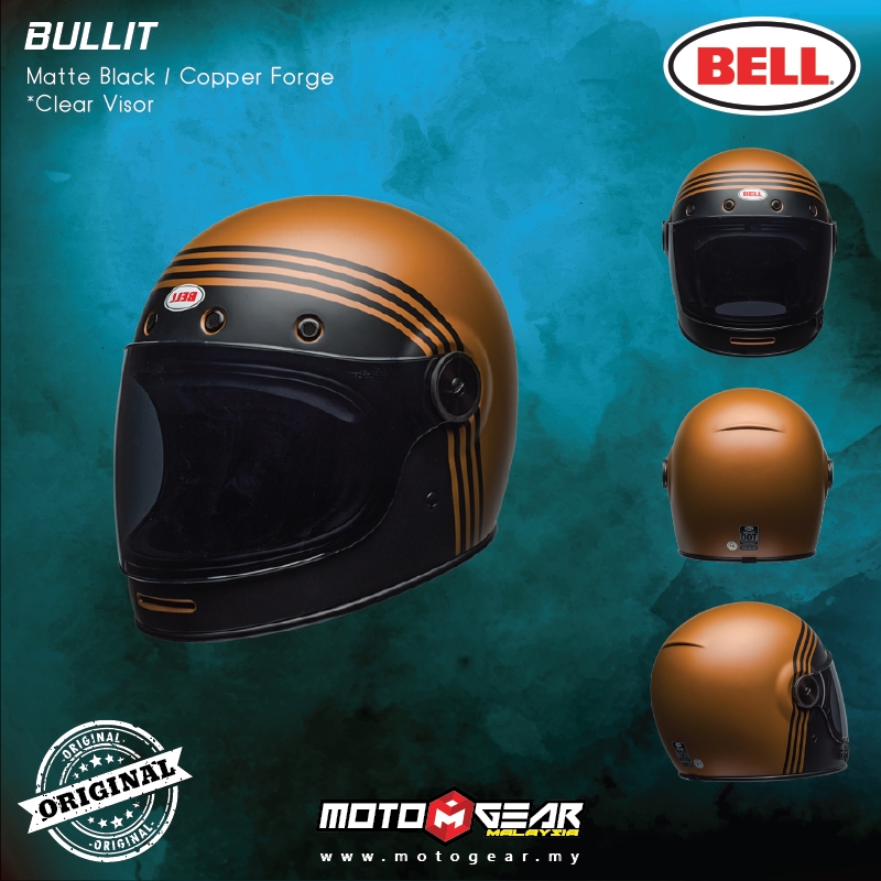 bell bullitt deluxe helmet - forge matt black/copper SE (Reverb Black/Red) Bell Bullitt Helmet In the late 1960s Bell released the Star Bell Bullitt Matte Black Copper
