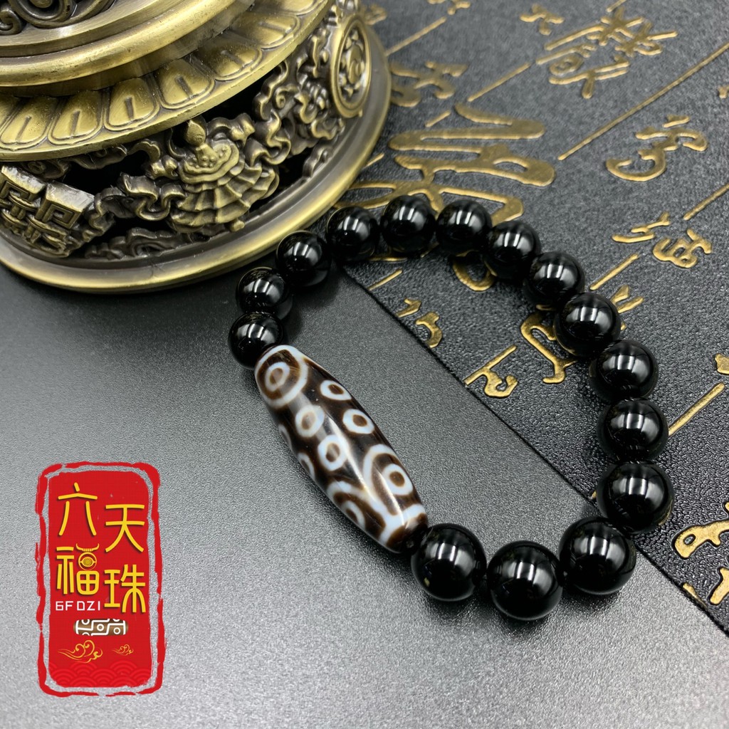 六福天珠6F Dzi 】十八眼新天珠（单颗新天珠/黑玛瑙手串） | Shopee