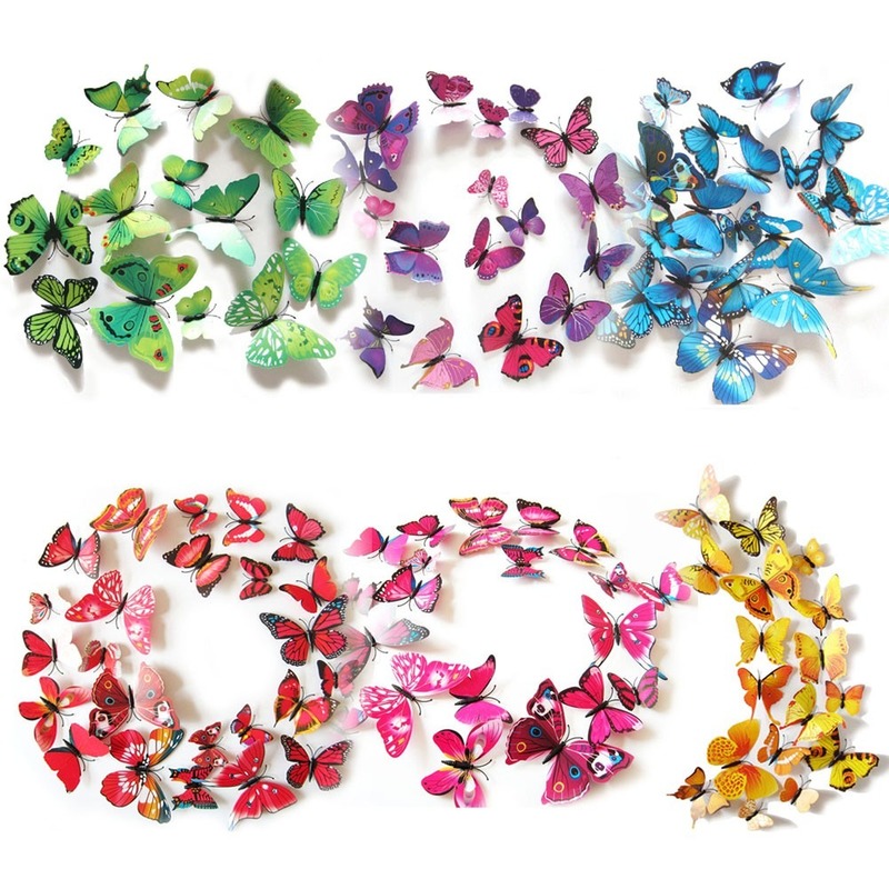 12pcs 3d Pvc Butterflies Diy Butterfly Art Decal Home Decor Wall Mural Stickers Shopee Malaysia 4944