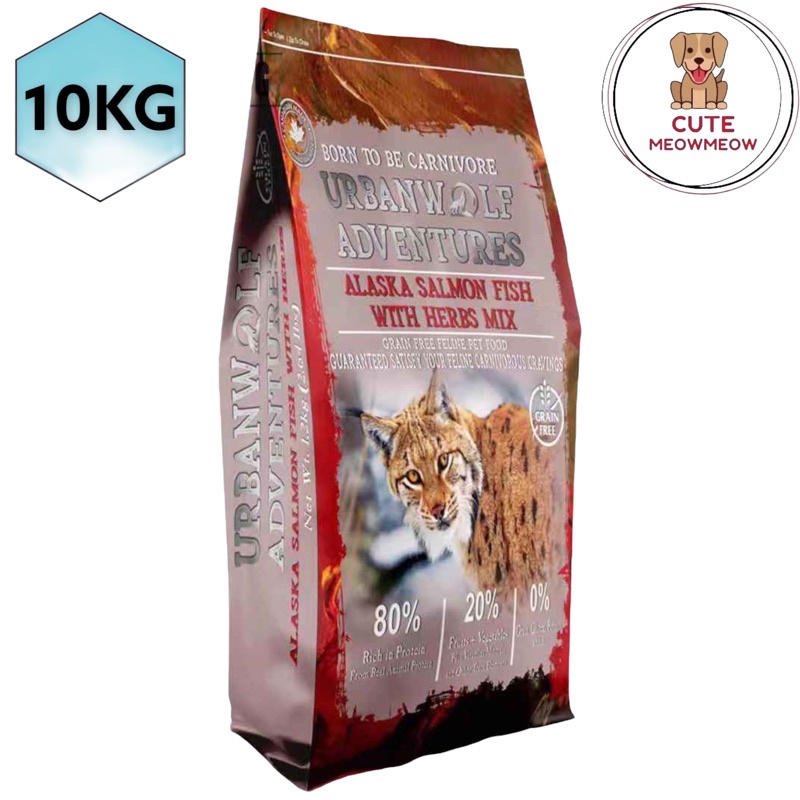 UrbanWolf Adventures Dry Cat Food 10kg Alaska Salmon/Ocean Fish ...