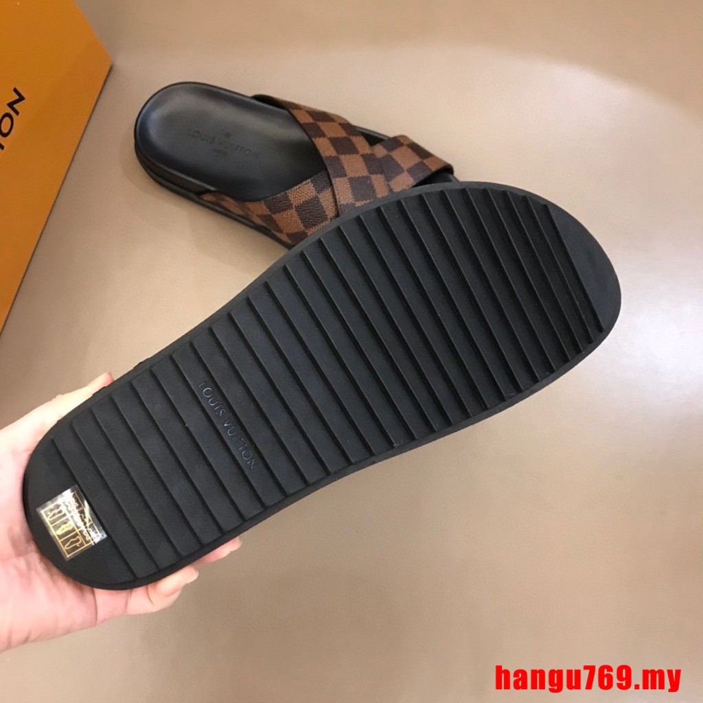 kasut lelaki ◣100% Original ◢ Classic New Damier Lv Louis Vuitton Men  sandal lelaki slipper men