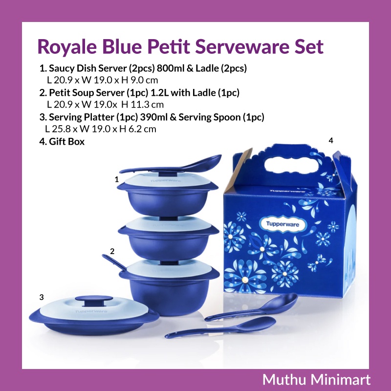 Original Tupperware | Royale Blue Petit Serveware Set Dinnerware Set ...