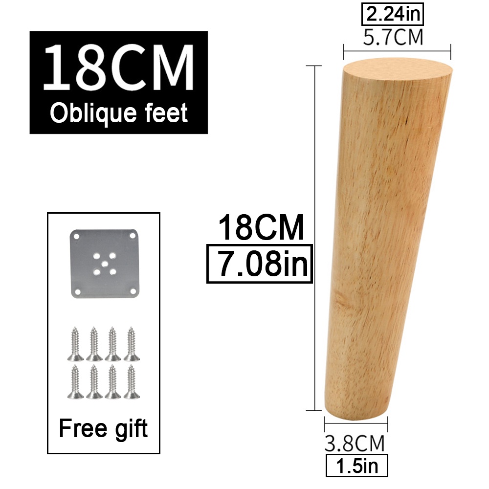 Nobao Rubber Wood Furniture Leg Inclined Conical Sofa Leg Highg Load