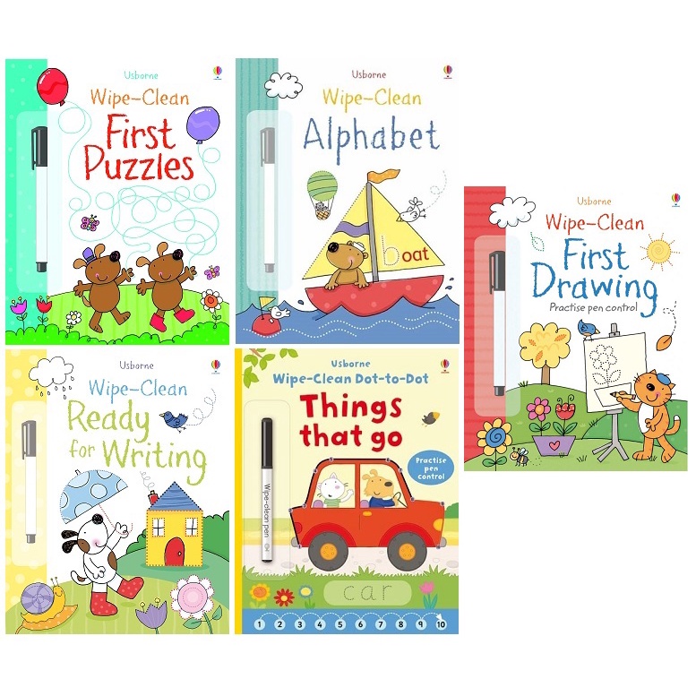 Usborne Wipeclean First Puzzles; First Drawing; Alphabets; Ready for